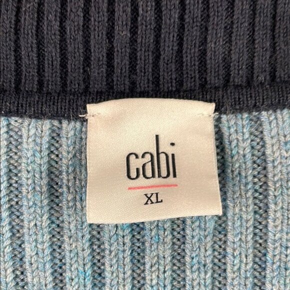 Cabi Colorblock Navy and Camel Ribbed Cardigan Size XL - Picture 4 of 8